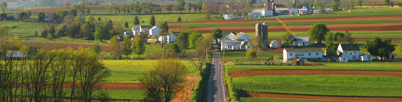 Farmland and road in Pennsylvania