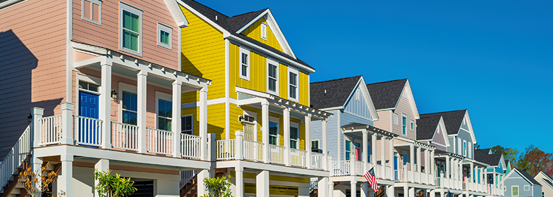 Yellow home in neighborhood