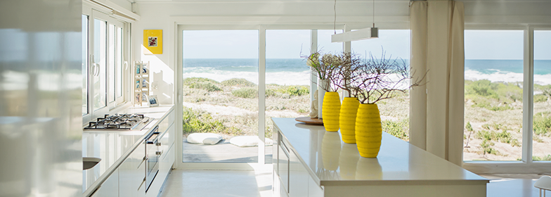 Kitchen overlooking the beach